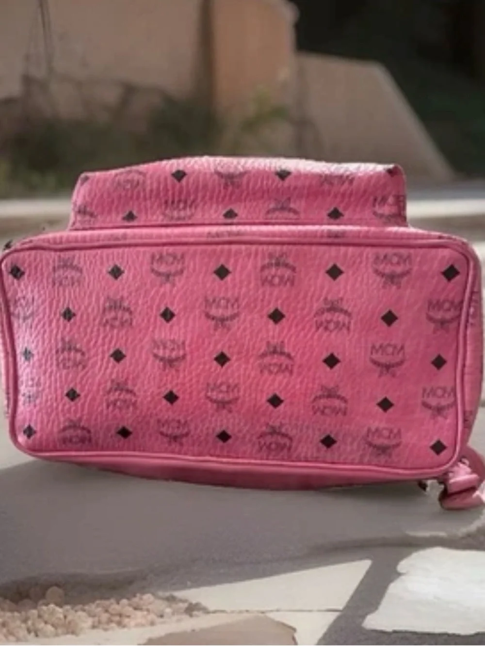 MCM VISETOS STUDDED MEDIUM STARK BACKPACK Bubble Gum Pink MSRP $1498